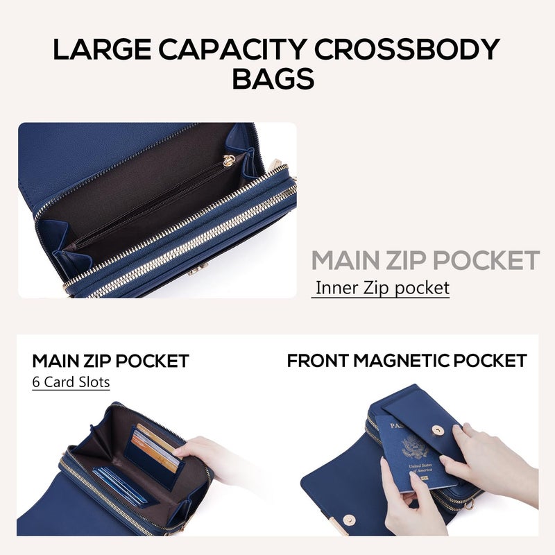 Roulens Small Crossbody Bag for Women,Cell Phone Purse Women's Shoulder Handbags Wallet Purse with Credit Card Slots - Image 3